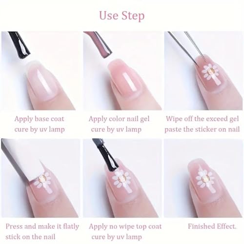 CEWEWP 3 Sheets Summer Ocean Nail Art Stickers 3D Self-Adhesive Decals