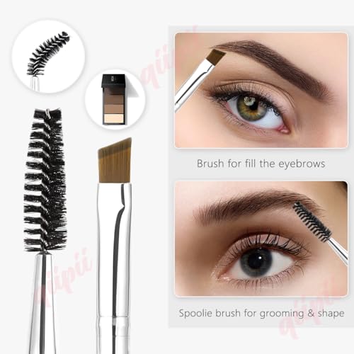 qiipii 3-Piece Eyelash Separator Comb and Angled Eyebrow Spoolie Brush Set