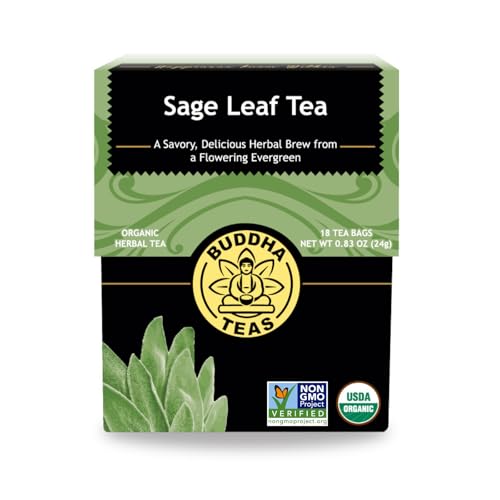 Buddha Teas Organic Sage Leaf Herbal Tea - Caffeine Free, 18 Bags