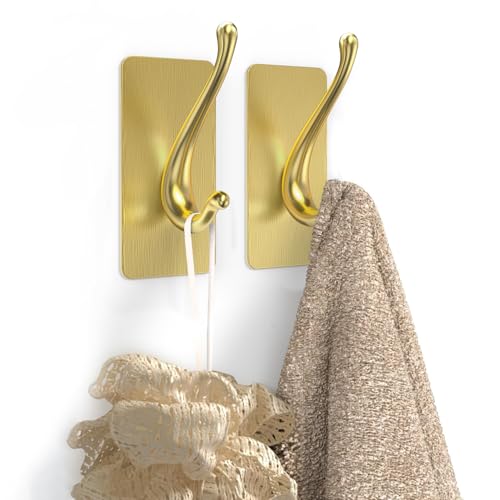 JCHOUS Adhesive Towel Hooks - Solid Alloy Wall Hooks, 2 Pack