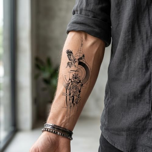 Eagle Armor Warrior Temporary Tattoos - Semi Permanent Realistic Fake Ink
