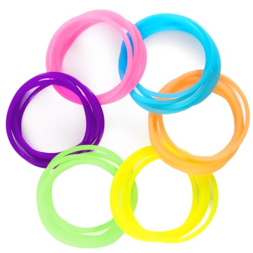 Glow in the Dark Jelly Bracelets & Hair Ties - 30 Pack Neon 80s Accessories