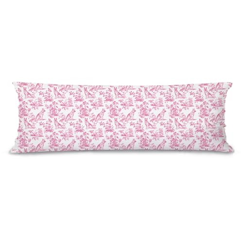 German Shepherd Body Pillow Cover 20x54 - Pink Chinoiserie Design