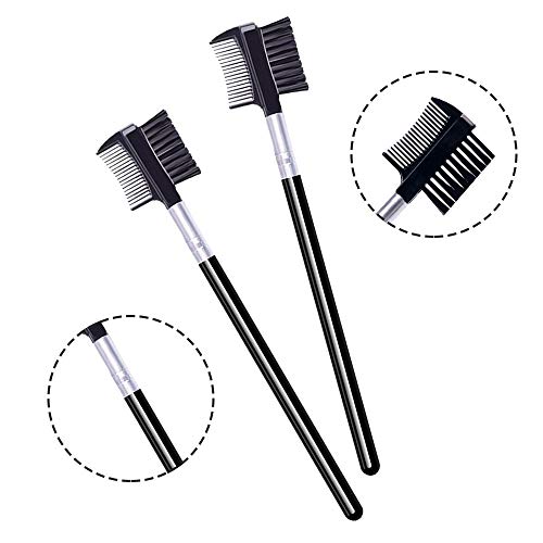 LOOKSEVEN 2-in-1 Eyelash Comb and Eyebrow Brush - Steel & ABS