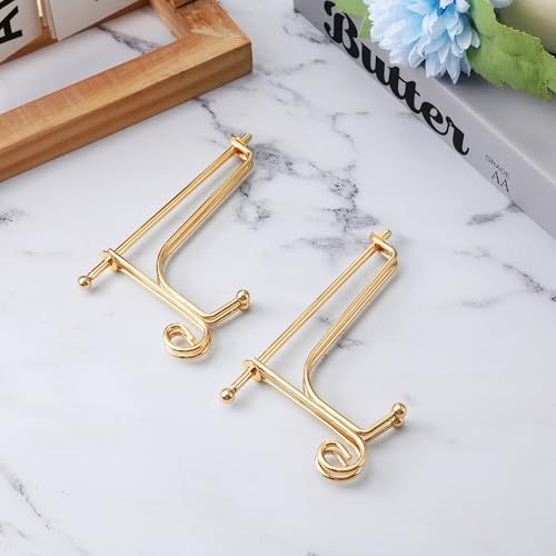 Gold Iron Plate Holder Easel Display Stand - 4 Inch, 2 Pack