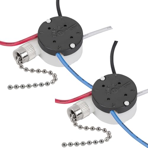 2 Pack Ceiling Fan Switch ZE-208s 3-Speed 4-Wire Pull Chain Replacement Part Nickel Chain