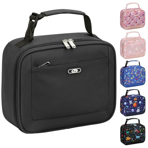 Tenot Insulated Lunch Bag for Kids - Medium, Black Thermal Tote