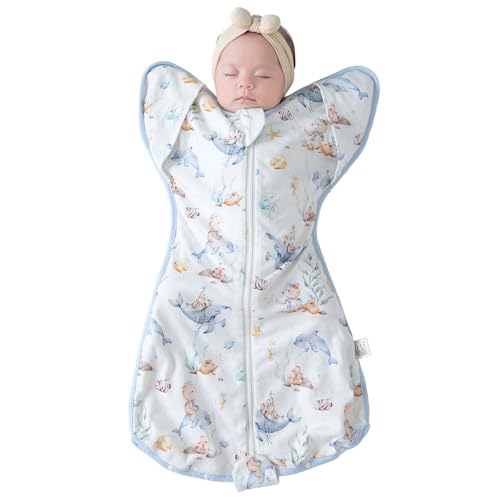 JOYNCLEON 0.5 TOG Baby Sleep Sack Swaddle - Medium, Blue (8.8-16.5 Lbs)