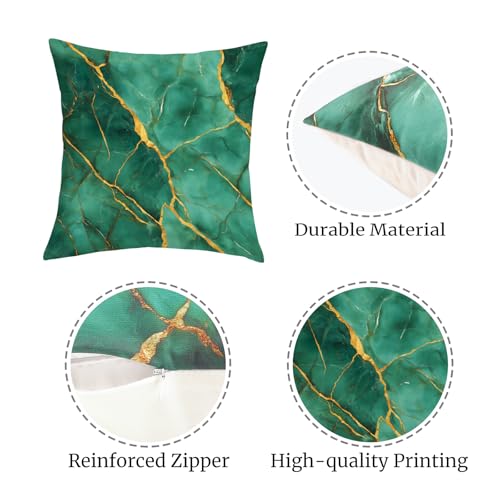 Green Gold Marble Velvet Throw Pillow Covers 20x20 Set of 4