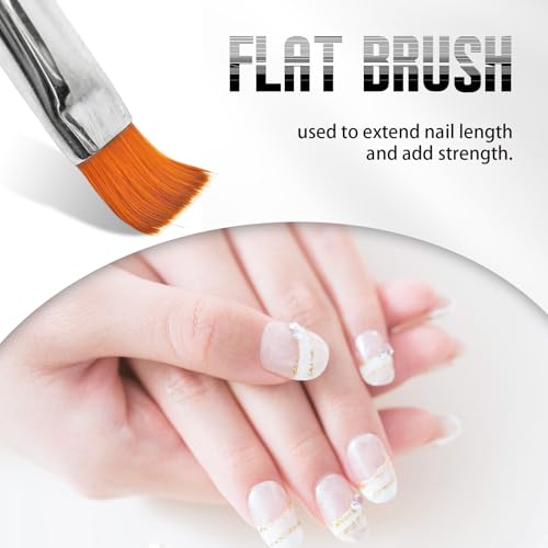Starfa Lab 2Pcs Oval & Flat Nail Brush Set with Rhinestone Handle