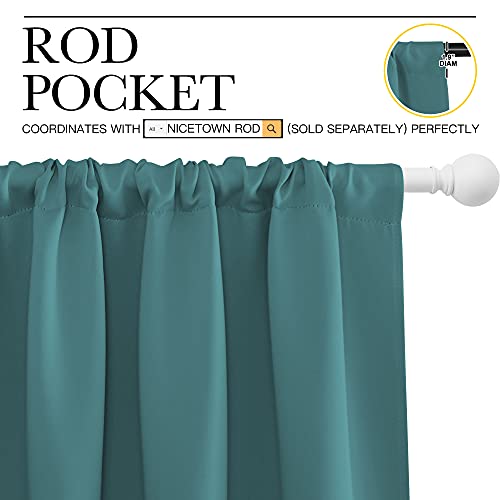 NICETOWN Blackout Curtains for Bedroom, 2 Panels, 70x63 Inches, Sea Teal, Insulated Dark Drapes