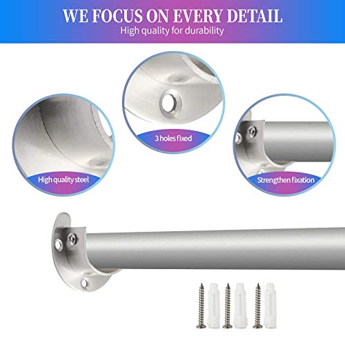Heavy Duty Closet Rod Holders - 1 1/4 Inch Supports (2 PCS, Silver)