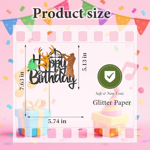 Hunting Cake Topper - Happy Birthday Deer Hunter Decoration
