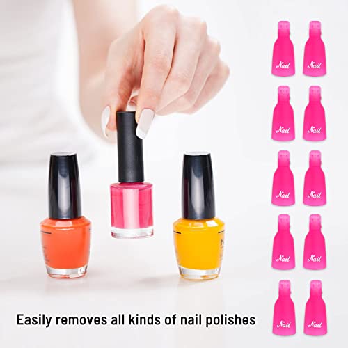 Ponjowl 10 Pcs Pink Gel Nail Polish Remover Soak Off Clips Reusable