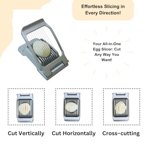 Annie & Mia Egg Slicer - Stainless Steel Wires Multi-Use Kitchen Cutter for Hard Boiled Eggs, Strawberries, Kiwi, and More