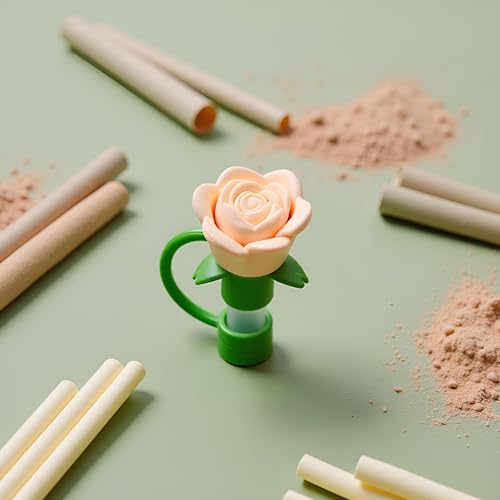 Rose Flower Silicone Straw Covers for Stanley Cup 10mm Dust Proof Cap