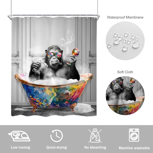 Funny Monkey Chimpanzee Shower Curtain Set - 60x72 inches