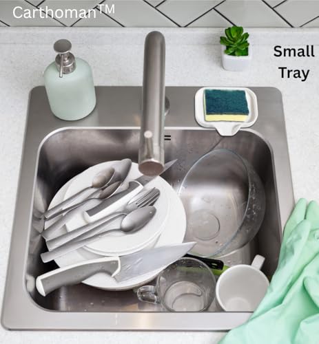 Carthoman Silicone Soap Tray with Drain Spout - Kitchen & Bathroom Organizer Set