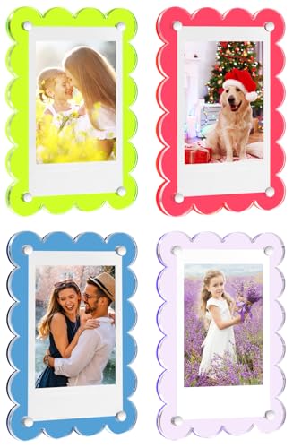 Colorful 4 Pack Acrylic Magnetic Photo Frames for Instax Mini