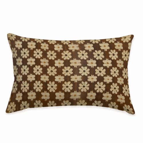 Vintage Floral Throw Pillow Cover 12x20 - Soft Flannel Cushion