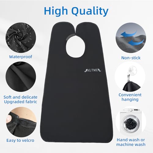 Beard Catcher Bib and Apron for Shaving with Suction Cups and Comb