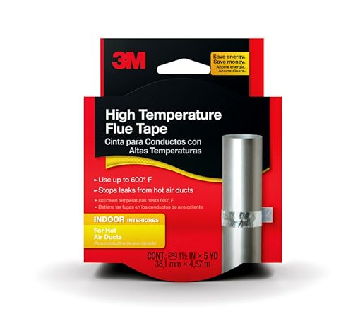 3M High-Temperature Flue Tape - 1.5 in x 15 ft Heat-Resistant Leak Seal Tape