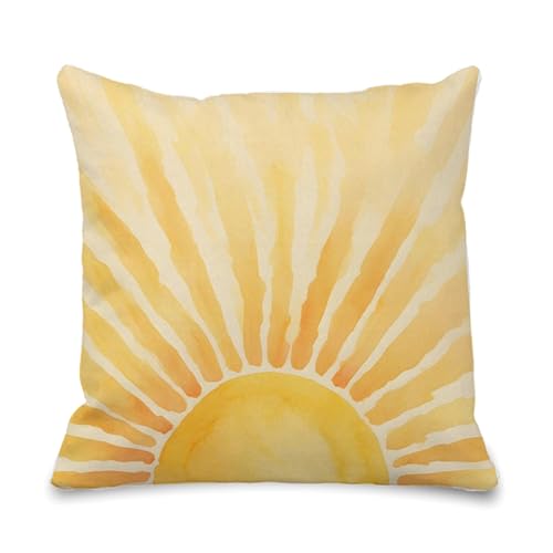 Boho Sun-1 Decorative Pillow Cover, 18x18 Flannel Throw Pillow Case for Cozy Home Decor