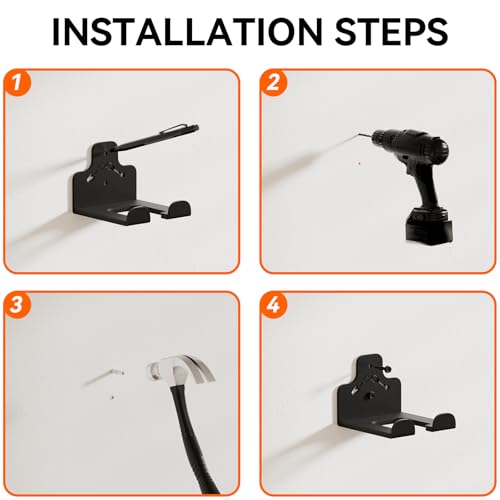 Heavy Duty Garage Trimmer Wall Mount Rack - 2 Pack Black Weed Eater Hanger