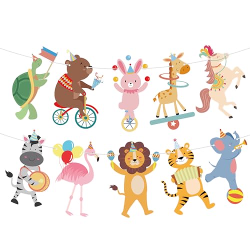 Circus Animal Birthday Party Banner & Garland Decorations Set
