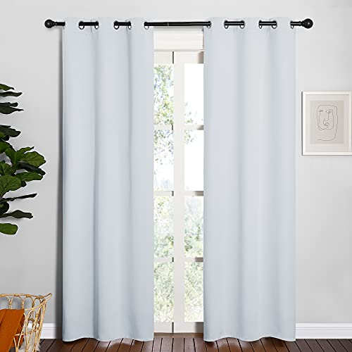 NICETOWN Thermal Insulated Blackout Curtains, 34" x 84", Greyish White, 2 Panels