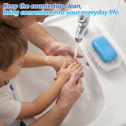 Grevosea 2-Piece Self-Draining Soap Dish Holder with Soap Saver Pads