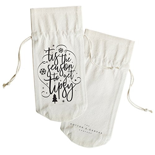 Tis the Season to Get Tipsy Christmas Wine Bag - Holiday Bottle Cover & Gift Bag