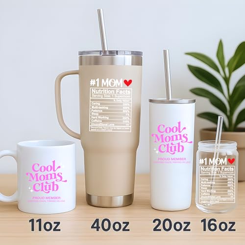 Cool Moms Club UV DTF Cup Wrap Transfer Stickers for 16 oz Glass