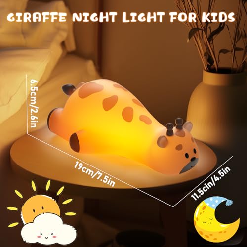 Giraffe Night Light for Kids - 3-Level Dimmable Silicone Lamp