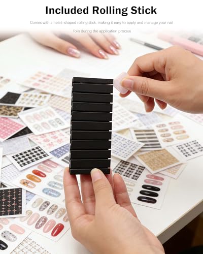 Nail Art Transfer Foil Organizer with Rolling Stick - 10 Slots