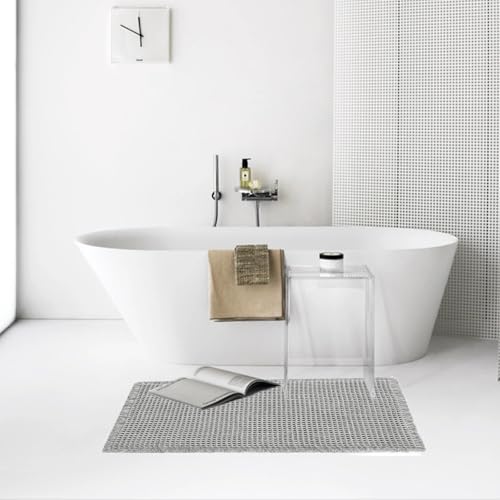 Waffle Knit Bath Mat - 16x24 Inch Non-Slip Washable Bathroom Rug