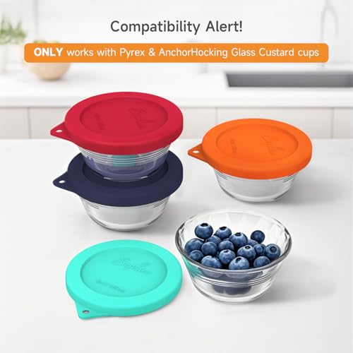 SOPHICO Silicone Replacement Lids for 6oz Pyrex & Anchor Hocking Custard Cups