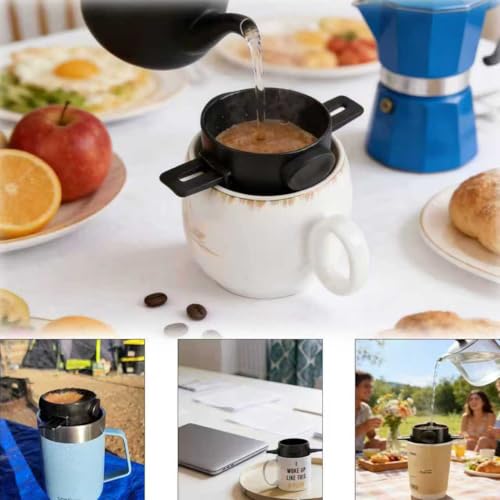 Portable Stainless Steel Pour Over Coffee Maker with Reusable Filter - Compact Travel Dripper