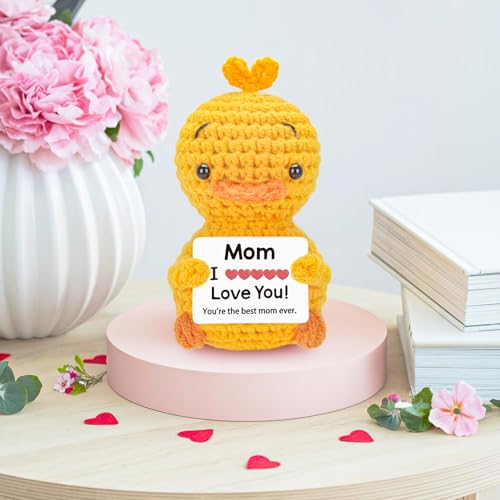 Inspirational Crochet Duck with Affirmations | Positive Gift for Women