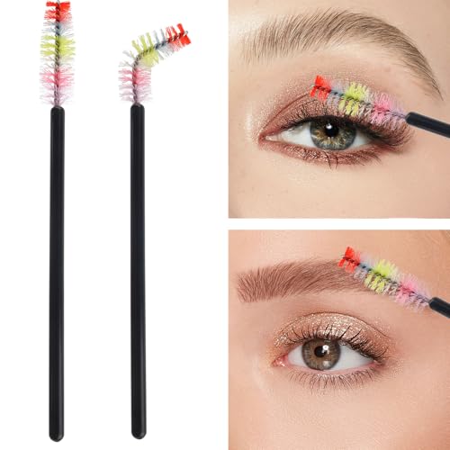 100 Pcs Disposable Mascara Wands & Spoolie Brushes for Eyelash Extensions (Black)