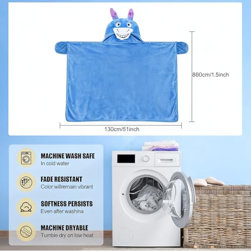 Blue Donkey Wearable Hoodie Blanket for Adults - Flannel Comfort