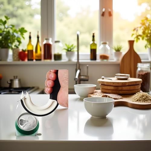 Ergonomic J-Shaped Can and Jar Opener for Weak Hands