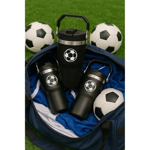 HahaHome Soccer Water Bottle - 20oz Stainless Steel Insulated Tumbler