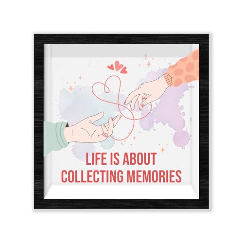 Black Honeymoon Shadow Box Frame 8x8 Memory Box for Keepsakes & Tickets