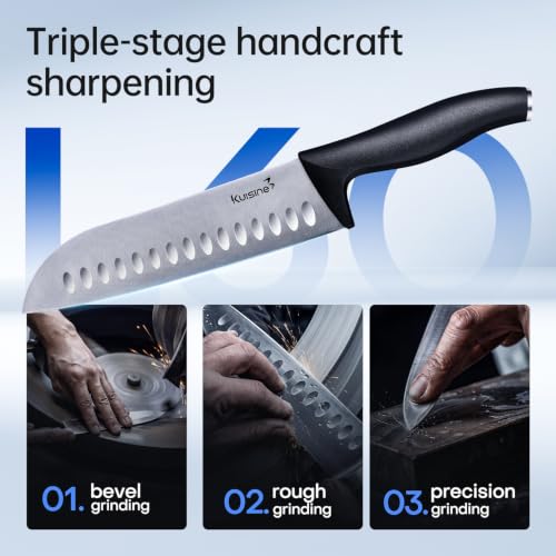 Chef Knife Set with Built-in Sharpener - 8-Inch Pro Version, Silver Black, 15 Pieces