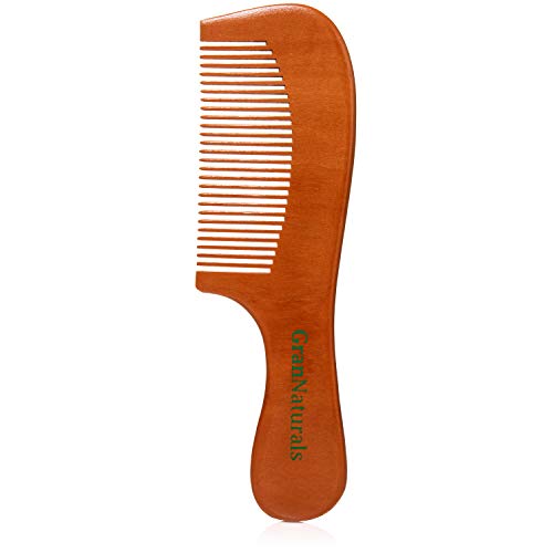 GranNaturals Wooden Comb with Handle - Anti-Static Hair & Beard Grooming Tool