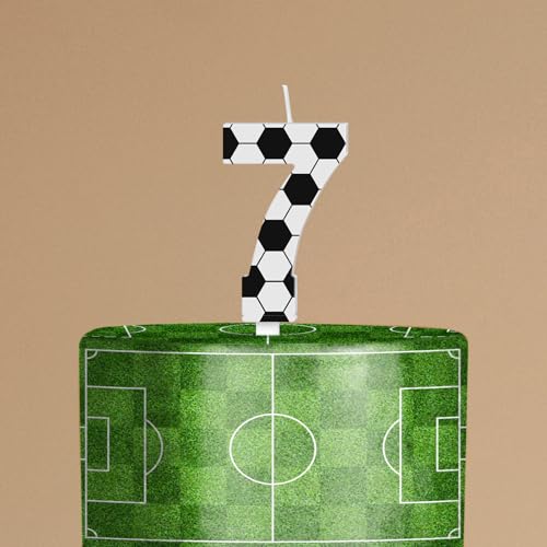 Soccer Number 7 Candle - Birthday Cake Topper for Kids & Adults