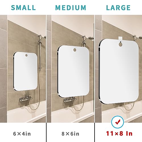 Fogless Shower Mirror for Shaving - 11x8 Inch Shatterproof Handheld Mirror