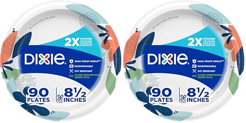 Dixie 8.5 Inch Disposable Paper Plates, 2X Stronger, 180 Count (2-Pack)