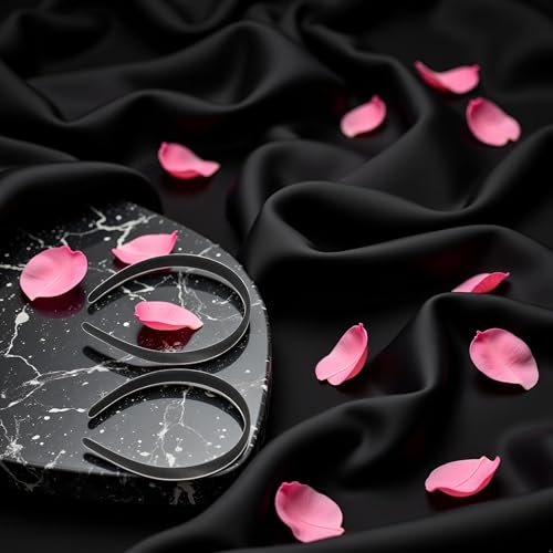 Tnyvm 2Pcs Black Satin Wide Headbands Anti-Slip Hair Accessories